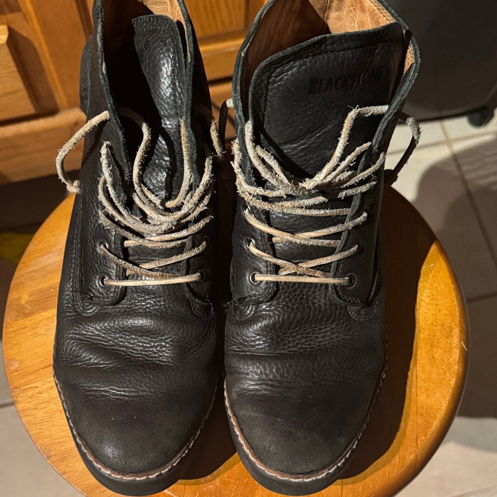Blackstone Men's Black Leather Lace-Up Boots